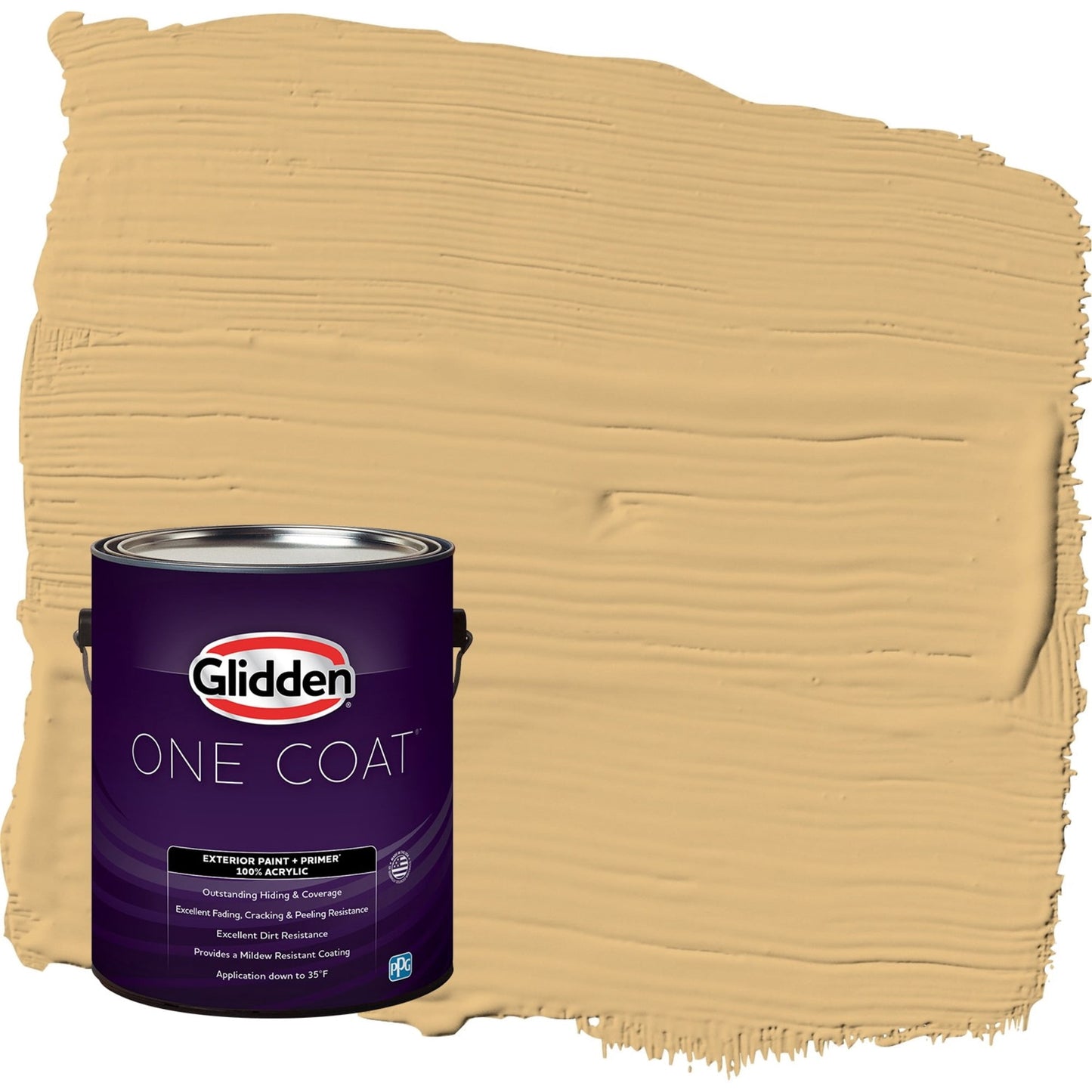 Glidden One Coat Honey Bunny / Yellow Flat Exterior Paint with Primer, 1 Gallon