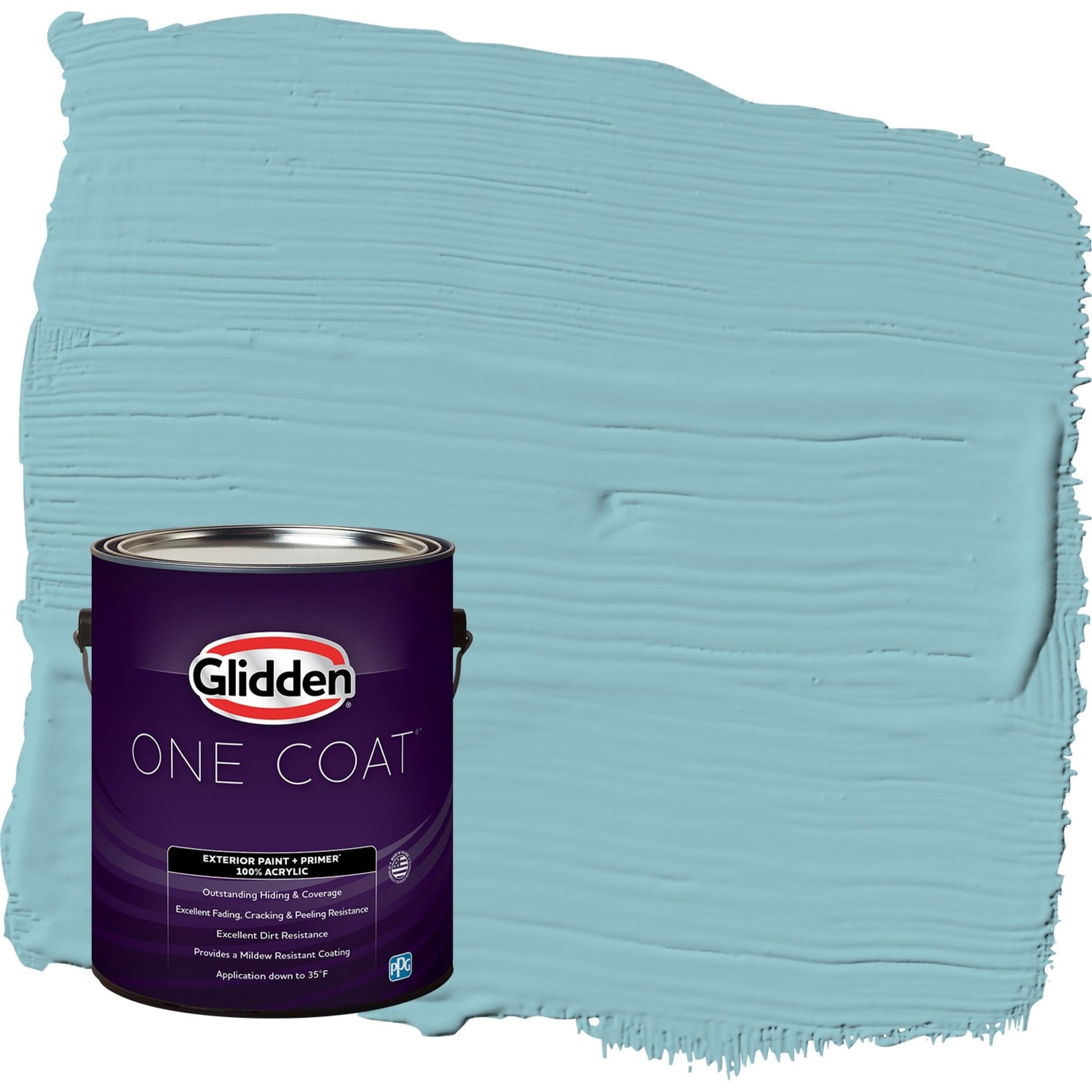 Glidden One Coat Kingston Aqua / Blue Satin Exterior Paint with Primer, 1 Gallon