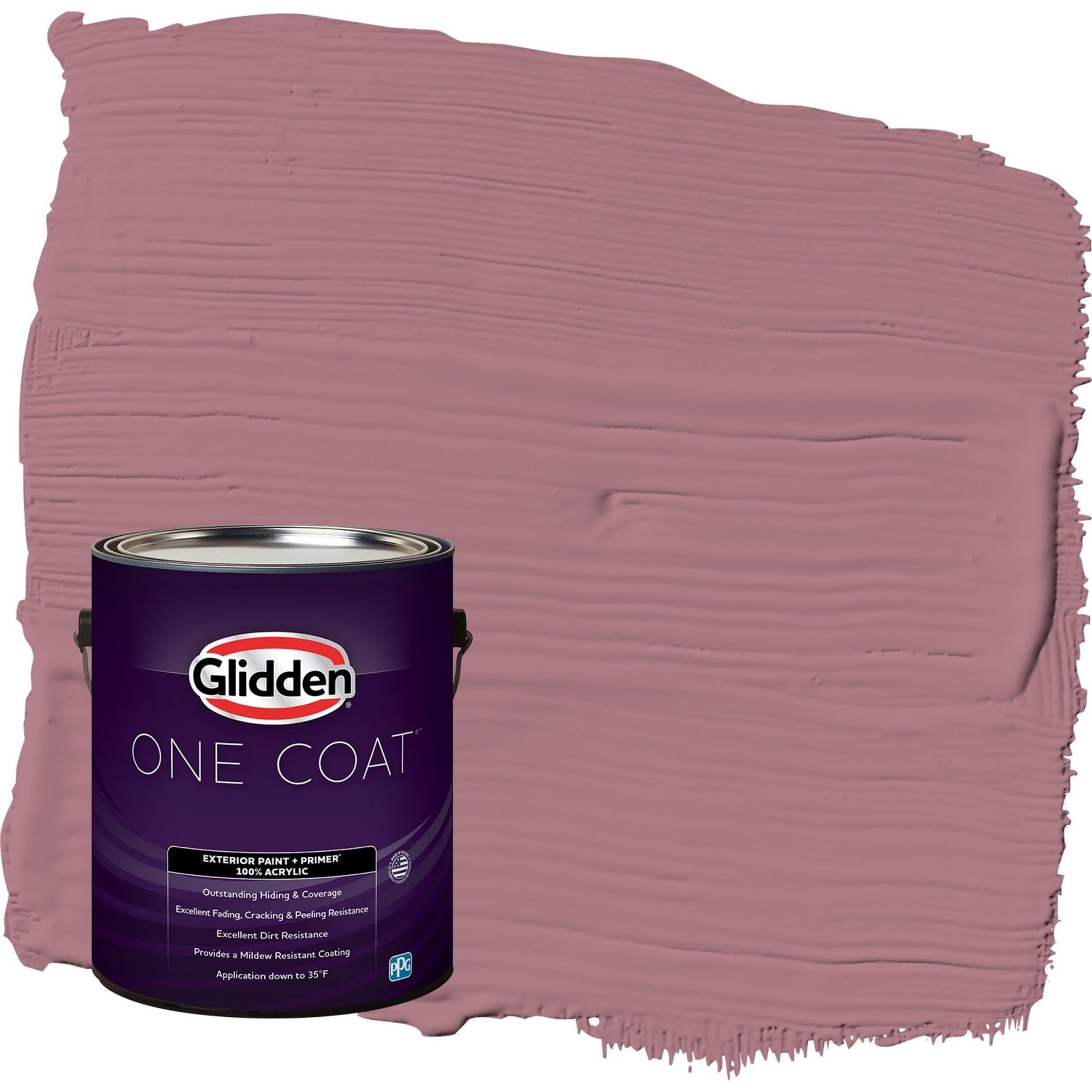 Glidden One Coat Mauve Madness / Purple Flat Exterior Paint with Primer, 1 Gallon