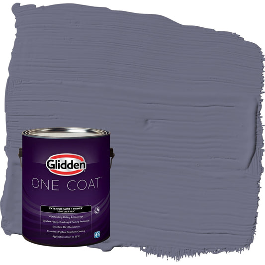 Glidden One Coat Old Mill Blue / Purple Semi-Gloss Exterior Paint with Primer, 1 Gallon
