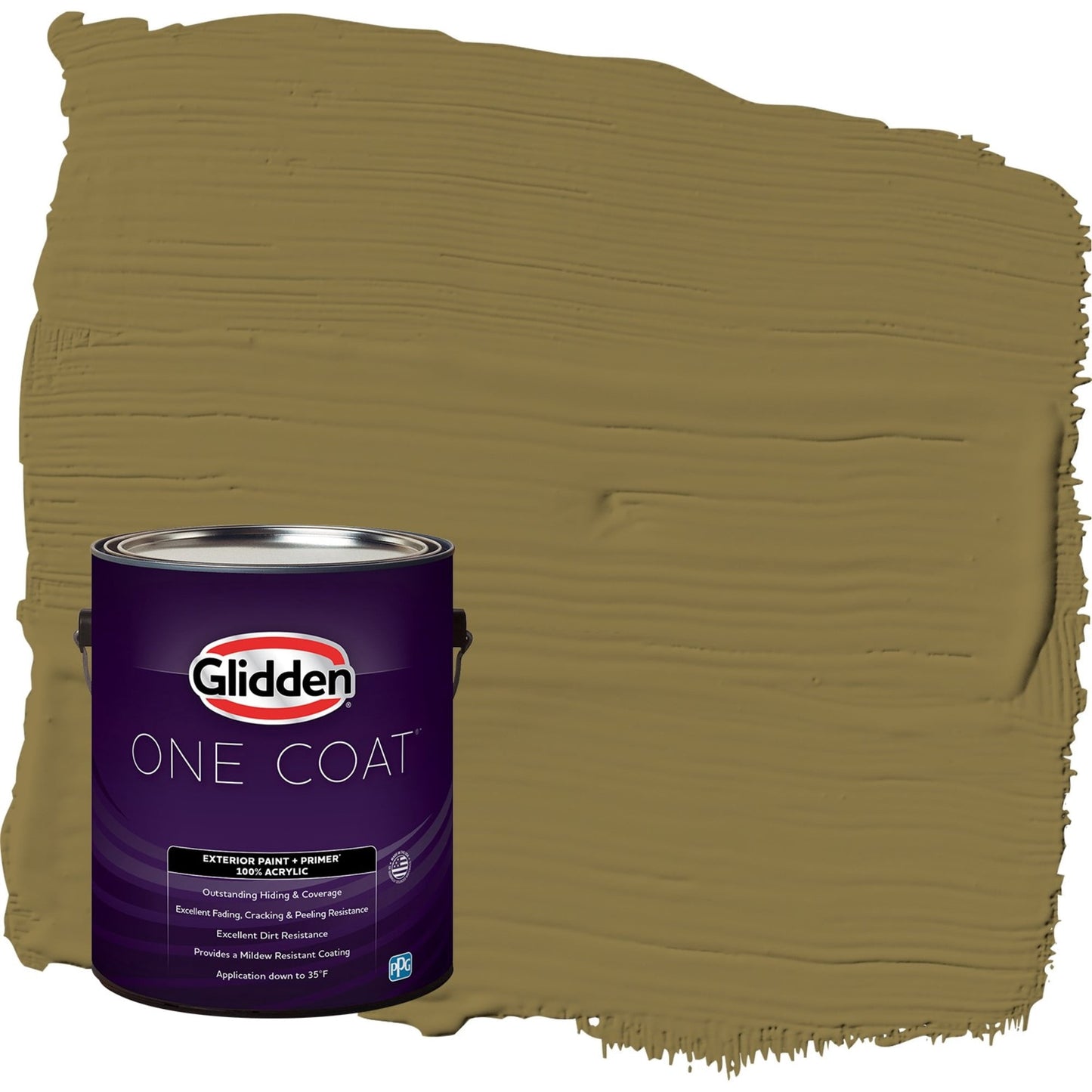 Glidden One Coat Pickled Okra / Green Satin Exterior Paint with Primer, 1 Gallon