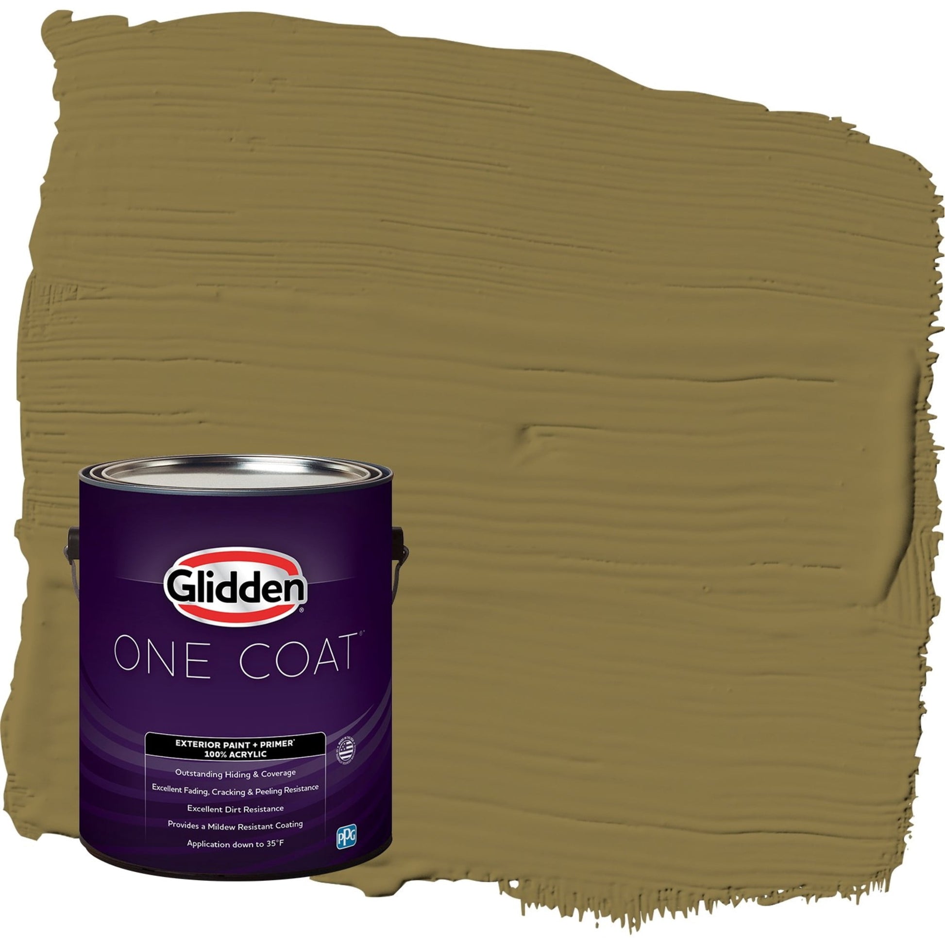 Glidden One Coat Pickled Okra / Green Satin Exterior Paint with Primer, 1 Gallon