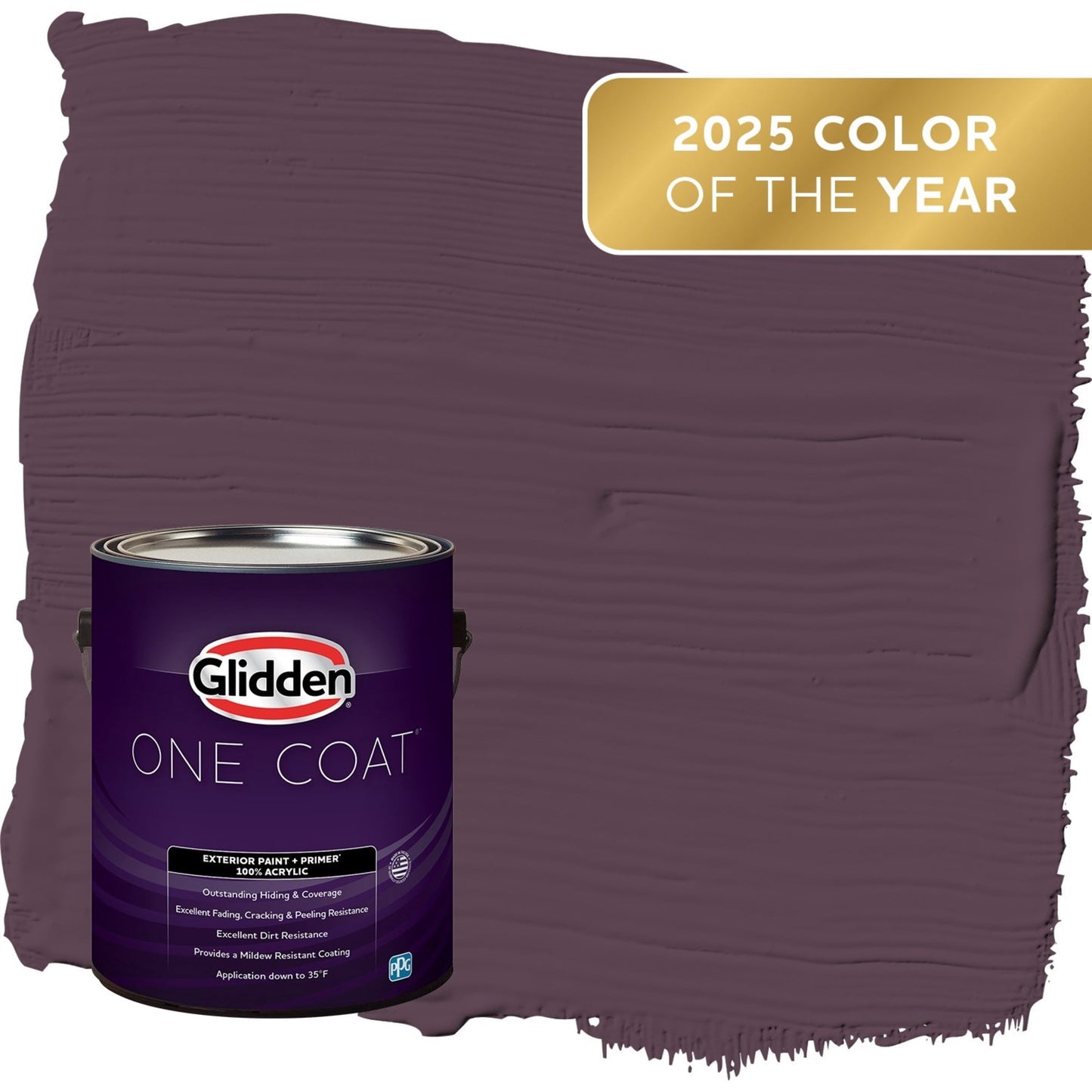 Glidden One Coat Purple Basil / Purple Flat Exterior Paint with Primer, 1 Gallon
