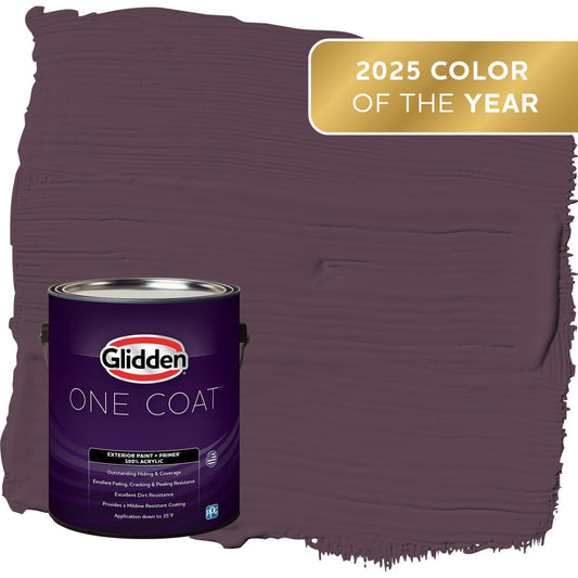 Glidden One Coat Purple Basil / Purple Satin Exterior Paint with Primer, 1 Gallon