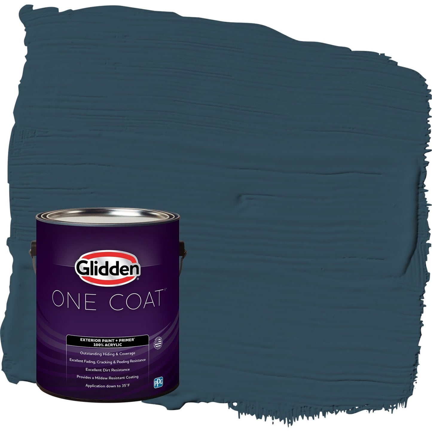 Glidden One Coat Sailor's Coat / Blue Flat Exterior Paint with Primer, 1 Gallon