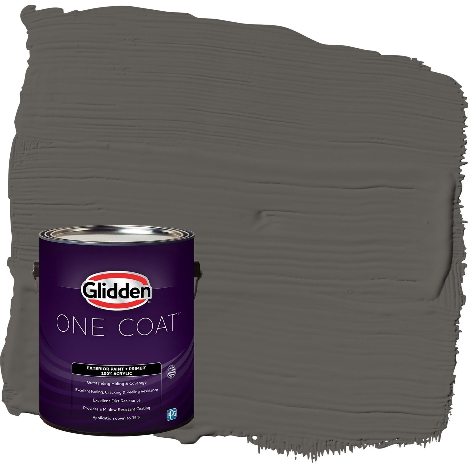 Glidden One Coat Stone's Throw / Gray Flat Exterior Paint with Primer, 1 Gallon