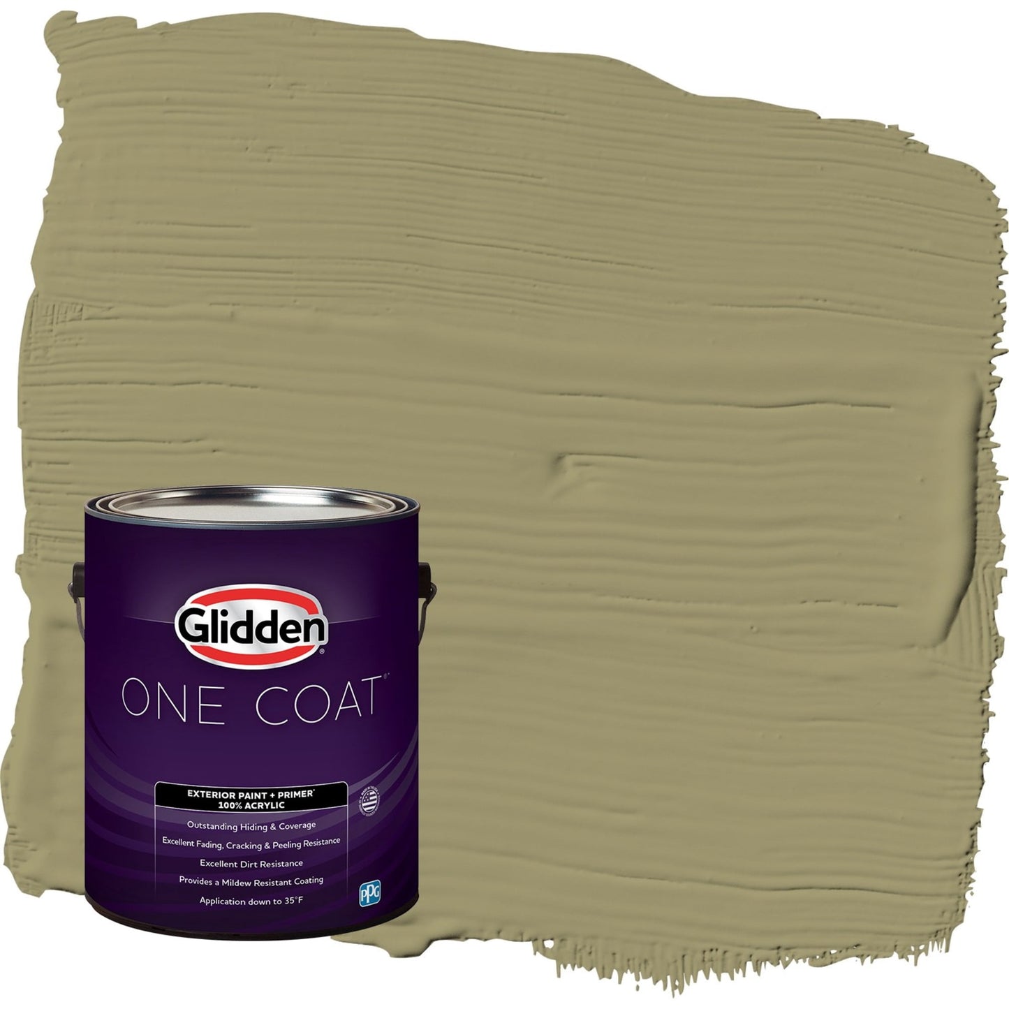 Glidden One Coat Sweet Annie / Green Flat Exterior Paint with Primer, 1 Gallon