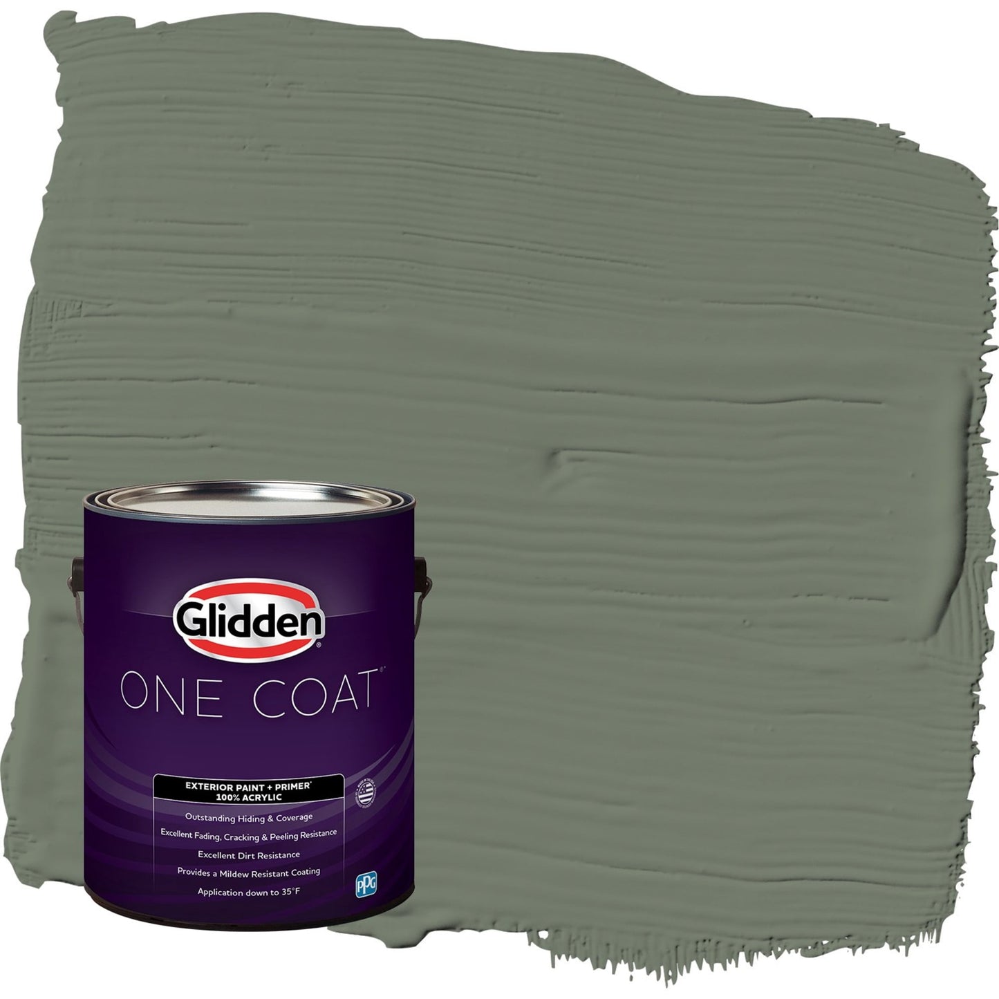 Glidden One Coat Thyme Green / Green Flat Exterior Paint with Primer, 1 Gallon