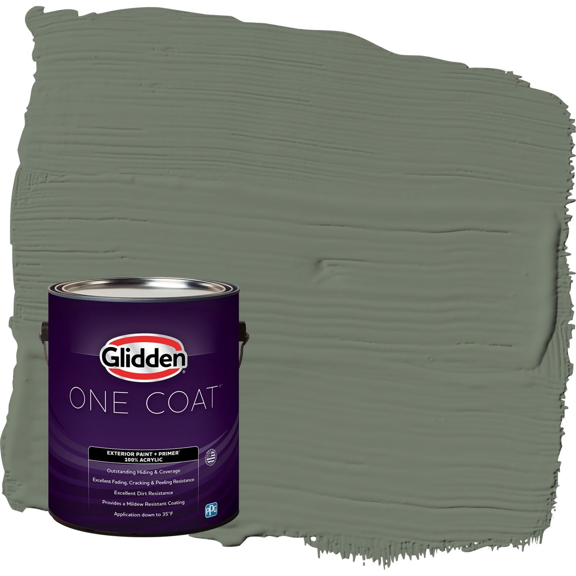 Glidden One Coat Thyme Green / Green Flat Exterior Paint with Primer, 1 Gallon