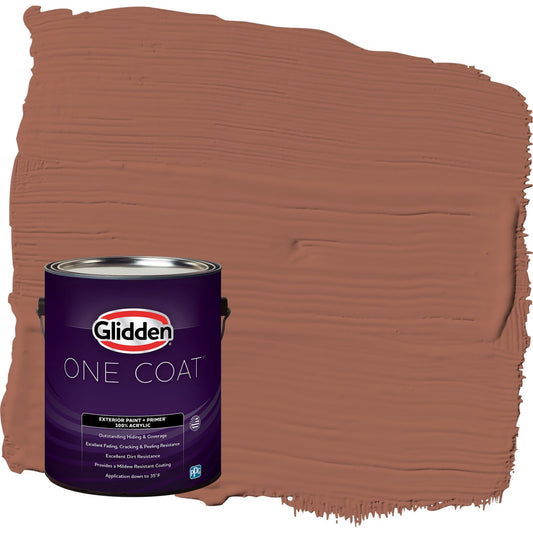 Glidden One Coat Warm Up / Orange Satin Exterior Paint with Primer, 1 Gallon