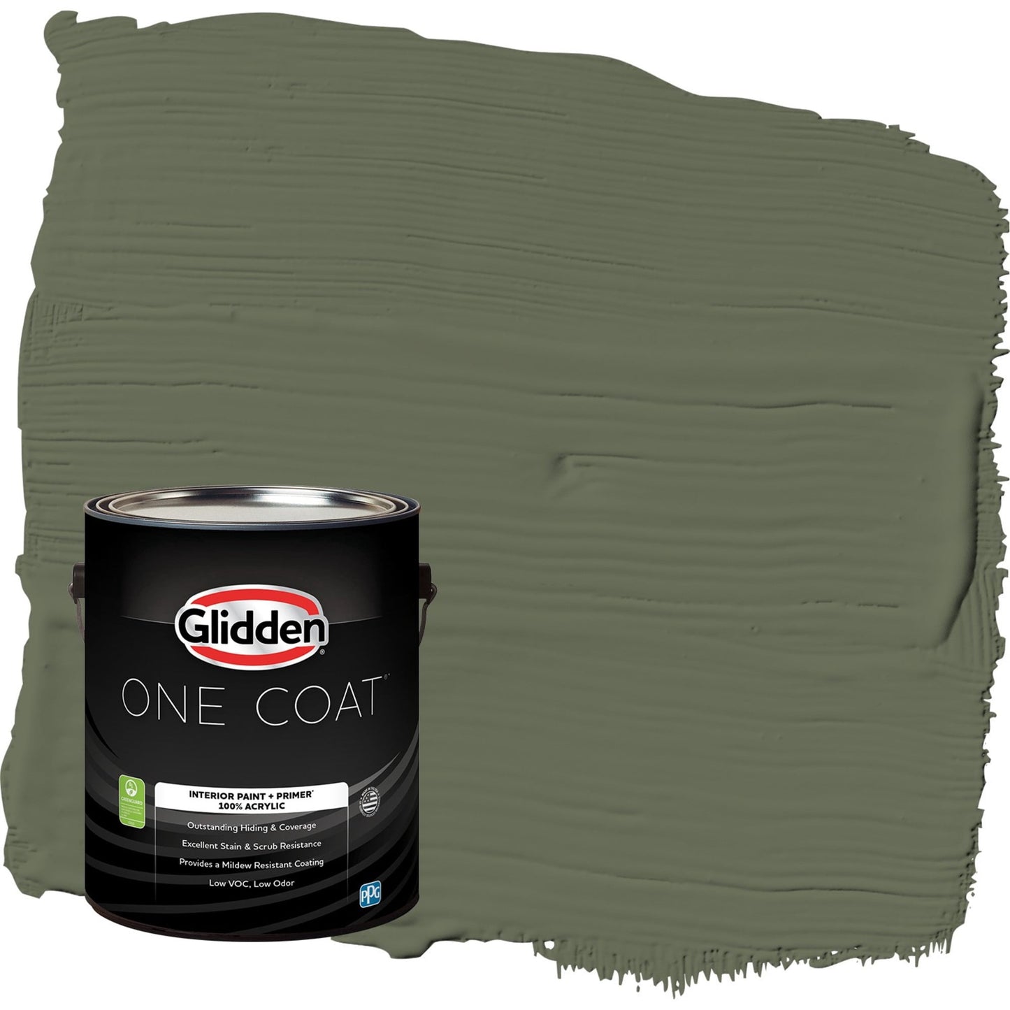 Glidden One Coat All About Olive / Green Eggshell Interior Paint with Primer, 1 Gallon