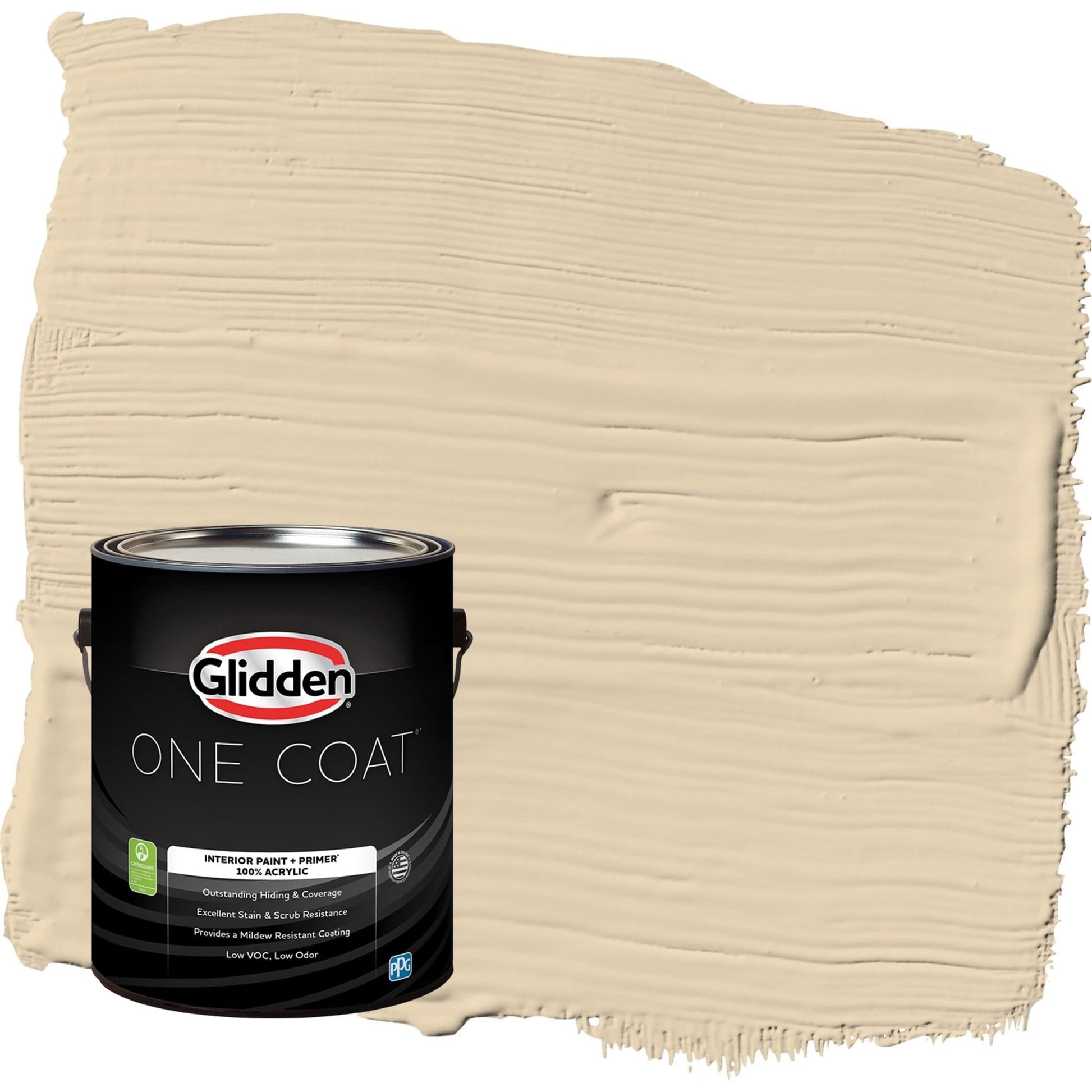 Glidden One Coat Almond Cream / Beige Eggshell Interior Paint with Primer, 1 Gallon