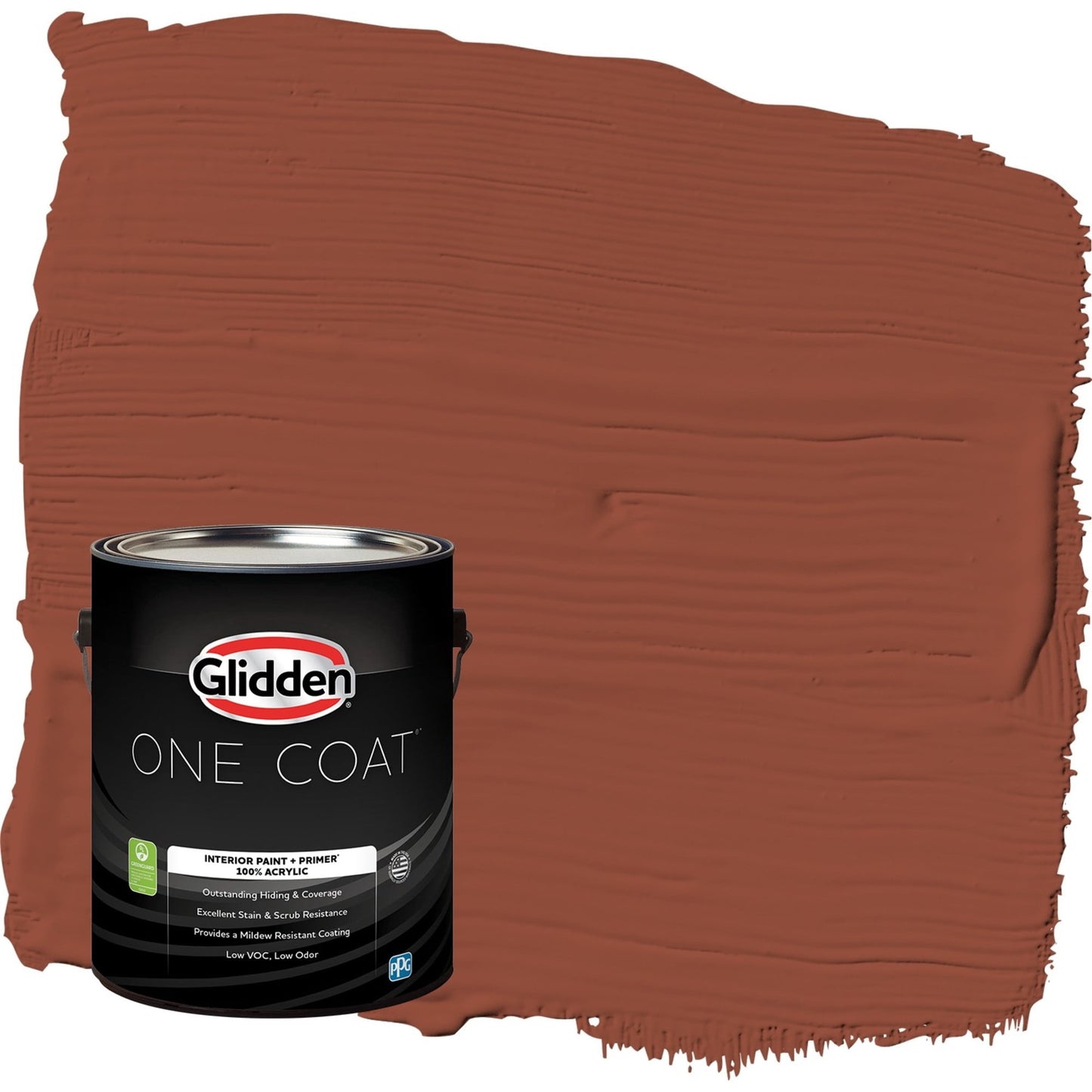Glidden One Coat Burled Redwood / Brown Flat Interior Paint with Primer, 1 Gallon