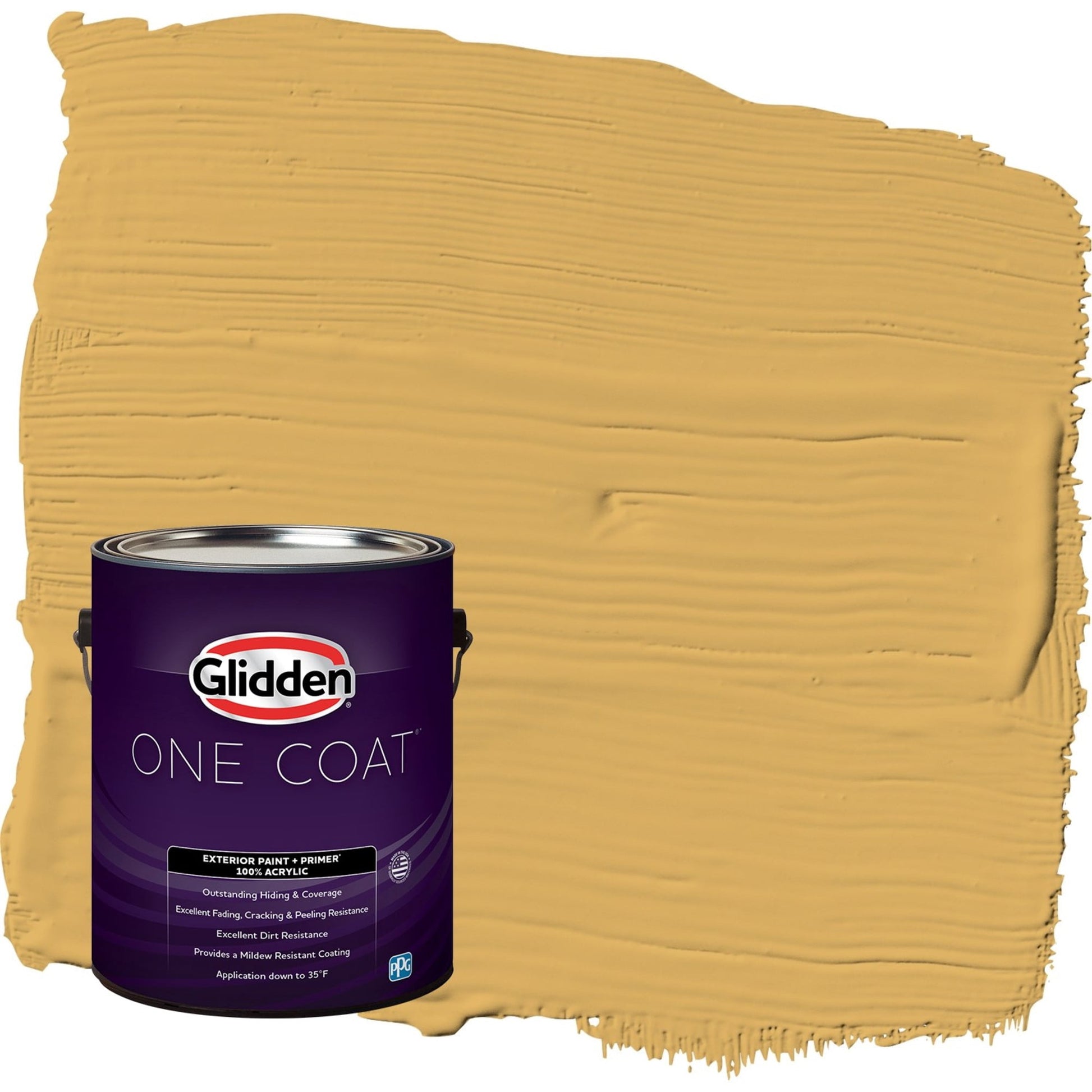 Glidden One Coat Butterscotch Bliss / Yellow Flat Interior Paint with Primer, 1 Gallon