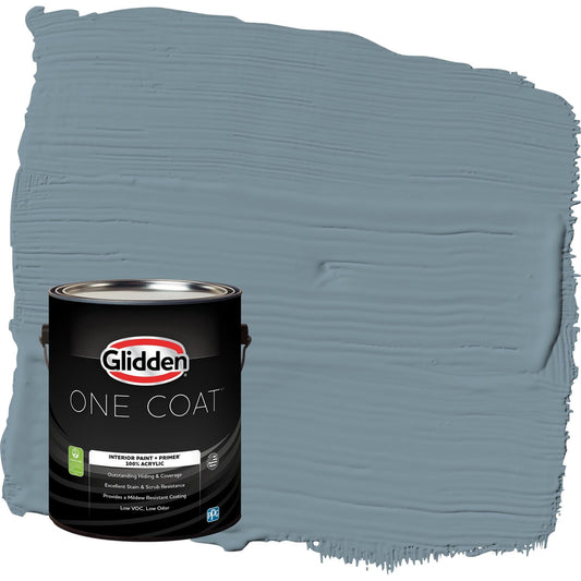 Glidden One Coat Chalky Blue / Blue Flat Interior Paint with Primer, 1 Gallon
