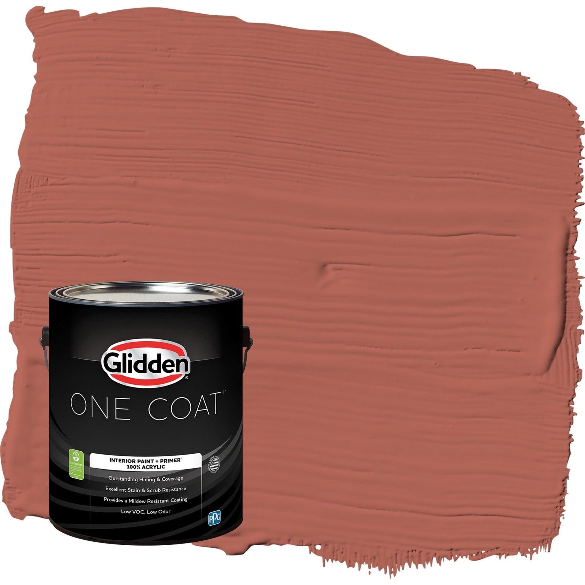 Glidden One Coat Cinnabar / Red Flat Interior Paint with Primer, 1 Gallon