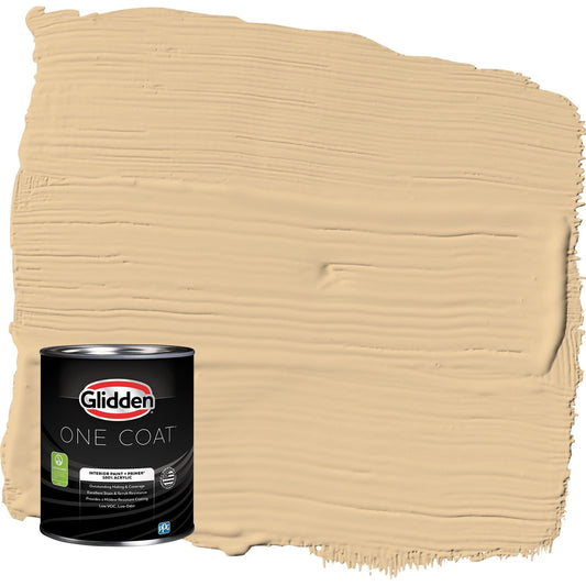 Glidden One Coat Faint Fawn / Yellow Flat Interior Paint with Primer, 1 Quart