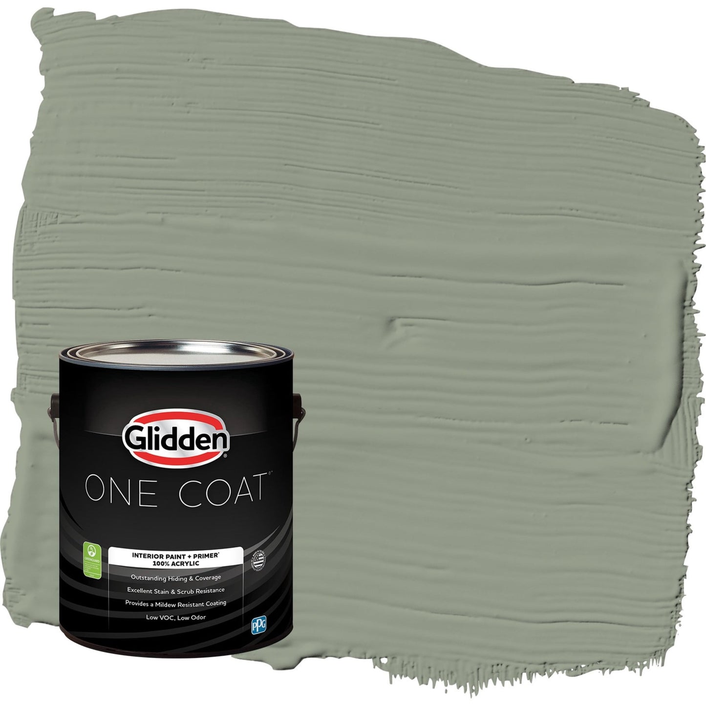 Glidden One Coat Green Tea Leaf / Green Flat Interior Paint with Primer, 1 Gallon