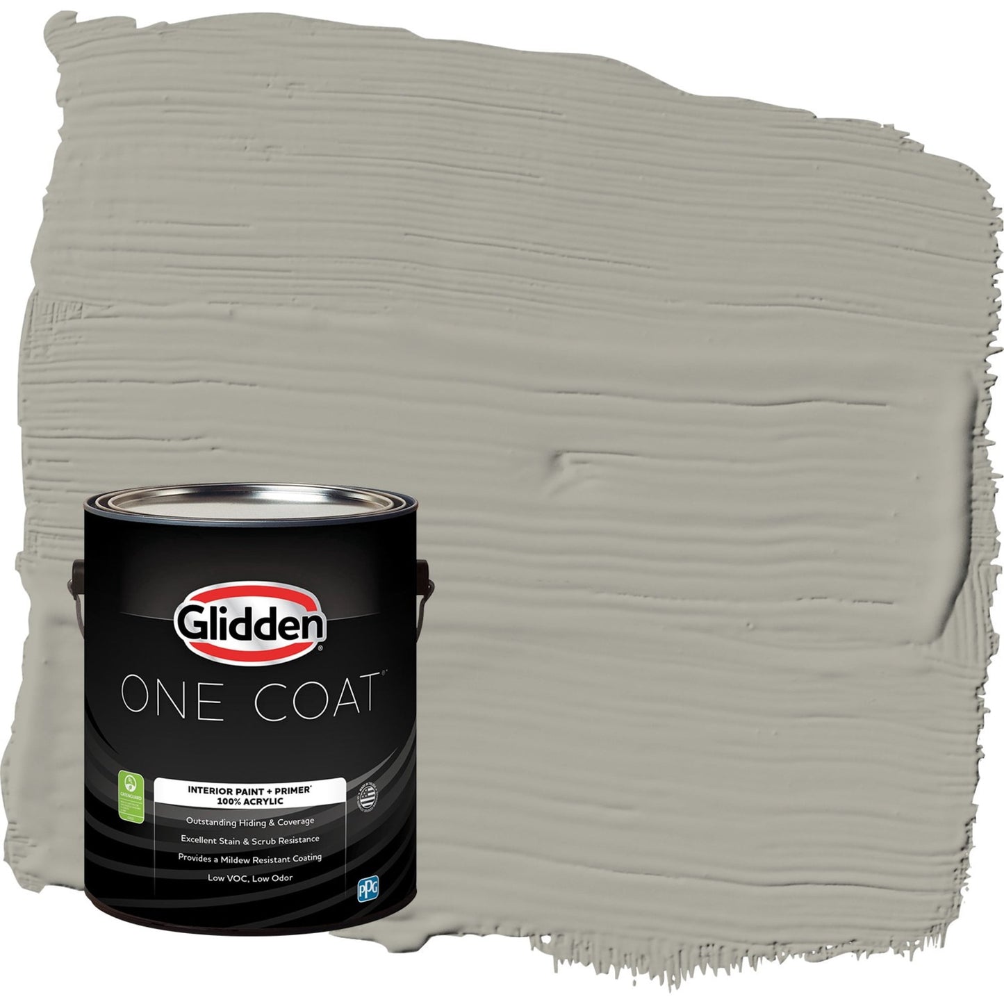 Glidden One Coat Hot Stone / Gray Flat Interior Paint with Primer, 1 Gallon