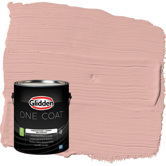 Glidden One Coat Mesa Pink / Orange Semi-Gloss Interior Paint with Primer, 1 Gallon