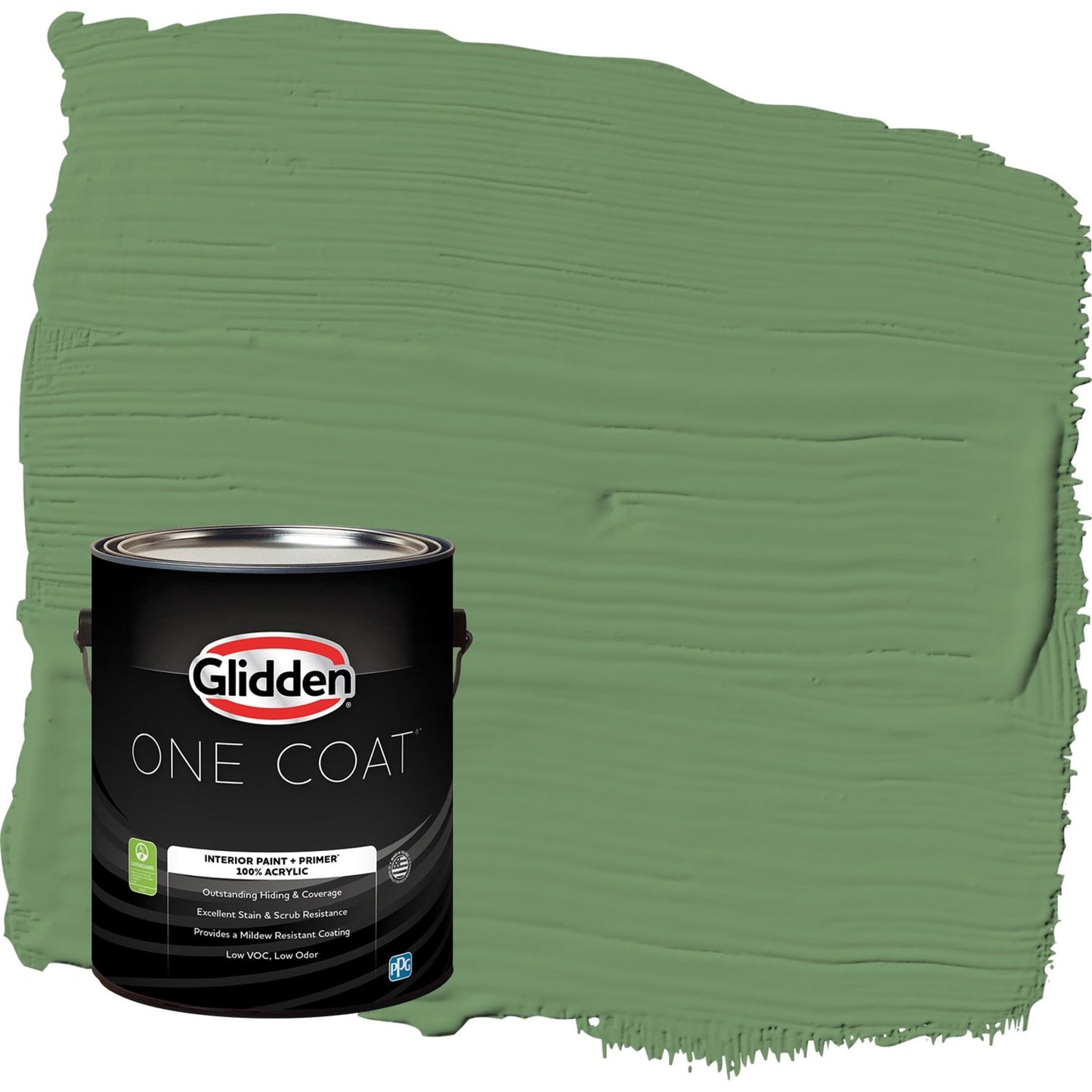 Glidden One Coat Moss Ring / Green Flat Interior Paint with Primer, 1 Gallon