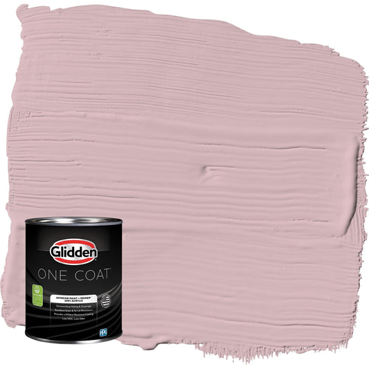 Glidden One Coat Rose Stain / Pink Flat Interior Paint with Primer, 1 Quart