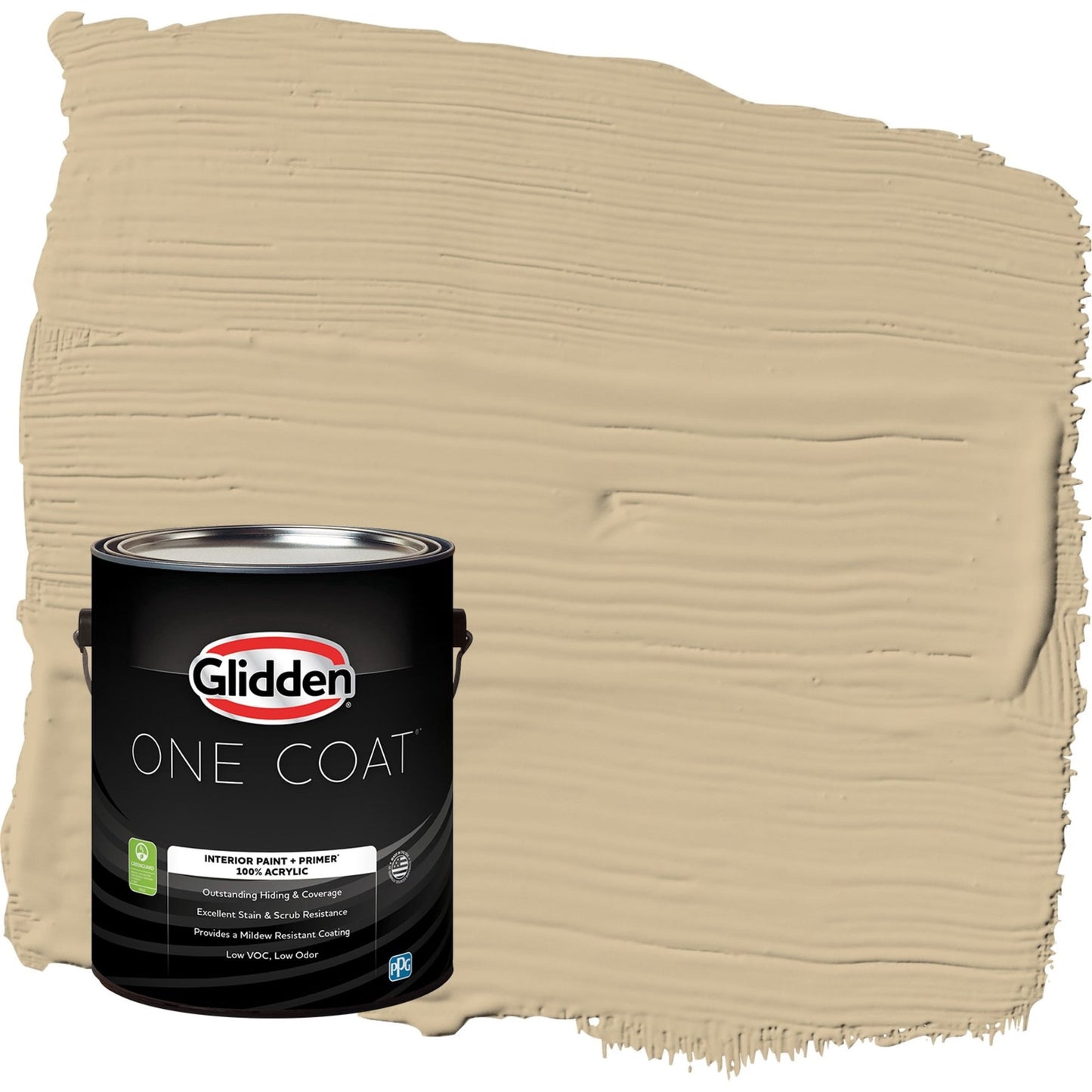 Glidden One Coat Spiced Vinegar / Beige Flat Interior Paint with Primer, 1 Gallon