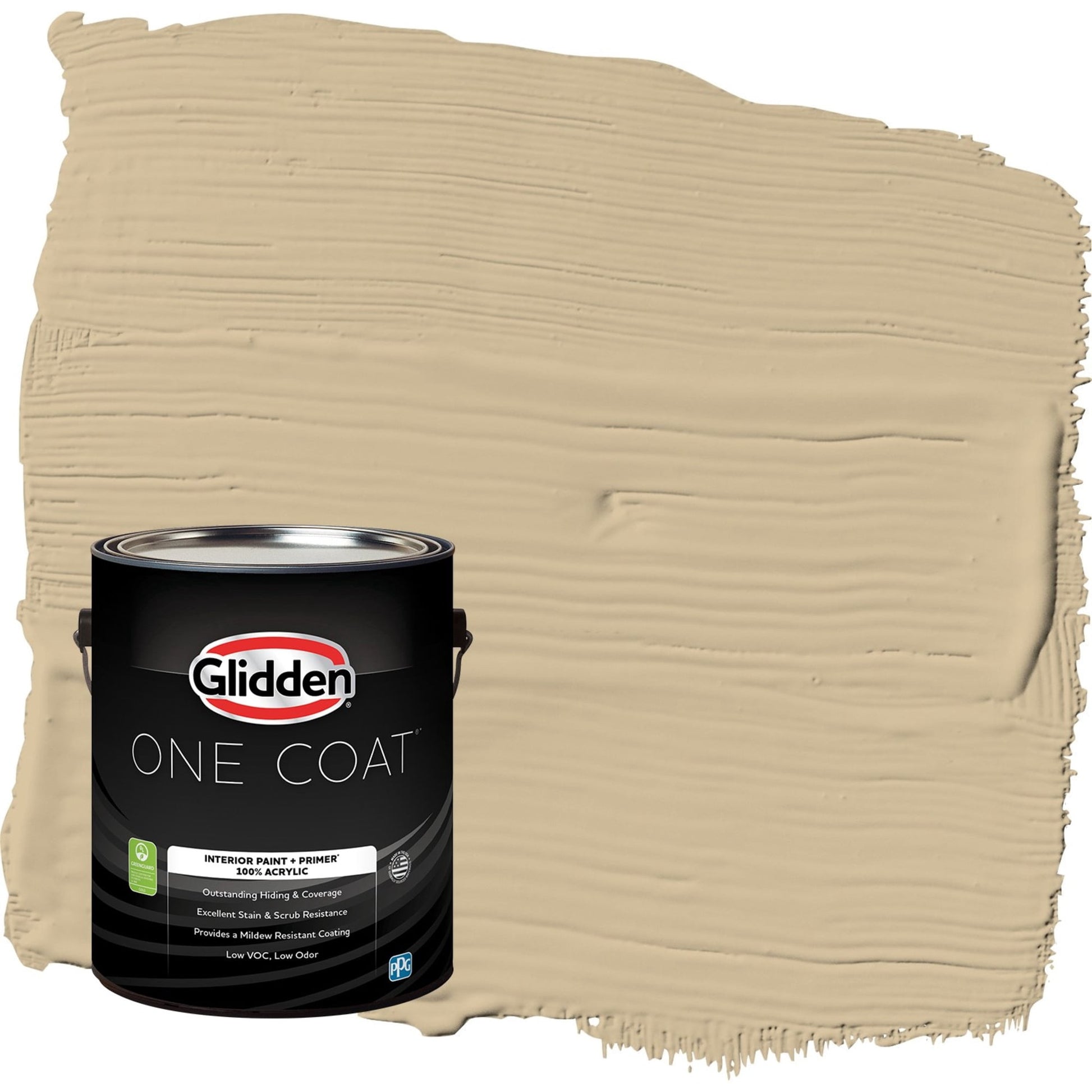 Glidden One Coat Spiced Vinegar / Beige Flat Interior Paint with Primer, 1 Gallon