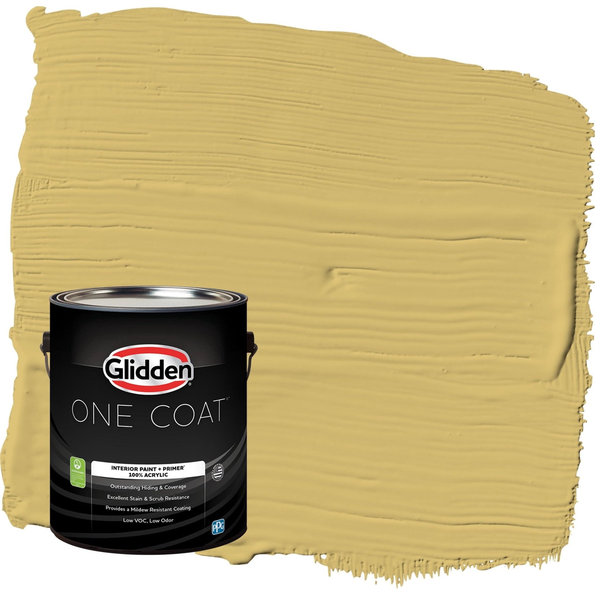 Glidden One Coat Spicy Mustard / Yellow Semi-Gloss Interior Paint with Primer, 1 Gallon