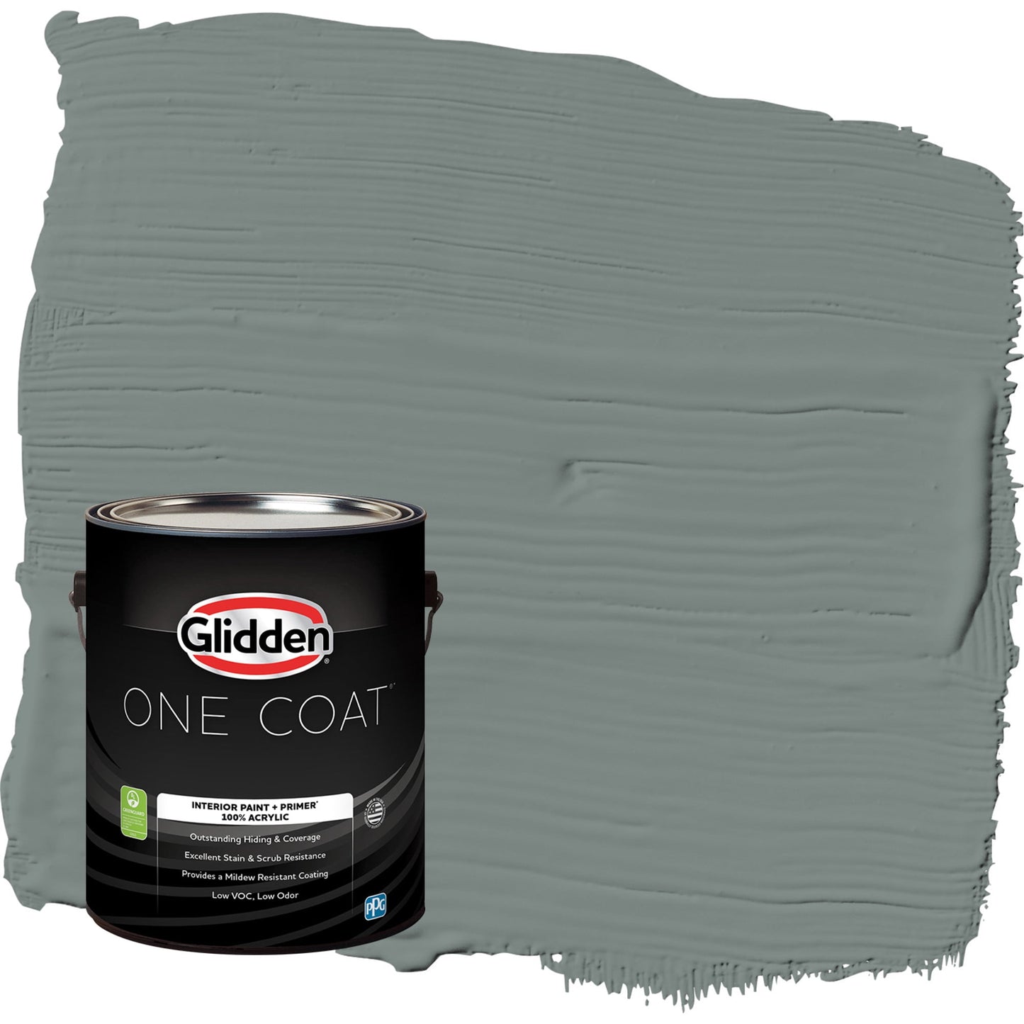 Glidden One Coat Thunderbolt / Gray Semi-Gloss Interior Paint with Primer, 1 Gallon