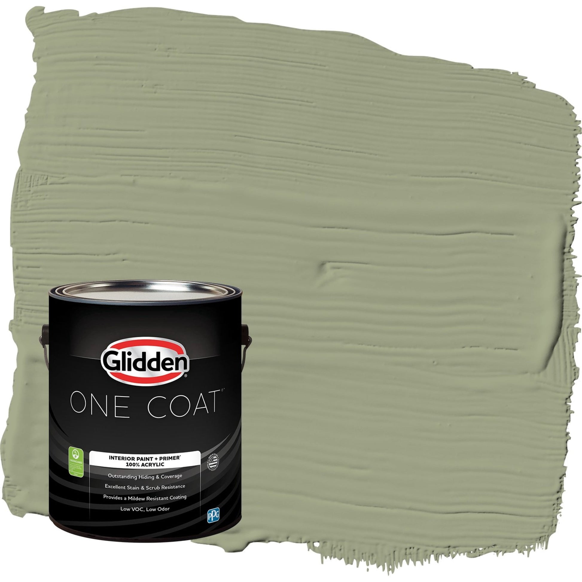 Glidden One Coat Zebra Grass / Green Flat Interior Paint with Primer, 1 Gallon