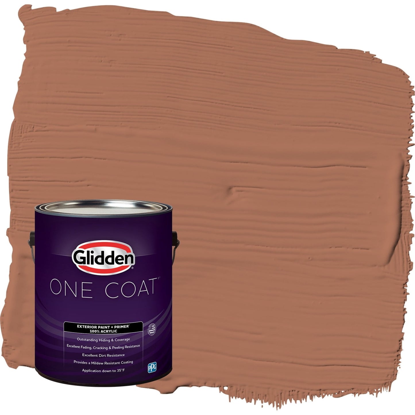 Glidden One Coat Nutmeg / Brown Satin Exterior Paint with Primer, 1 Gallon
