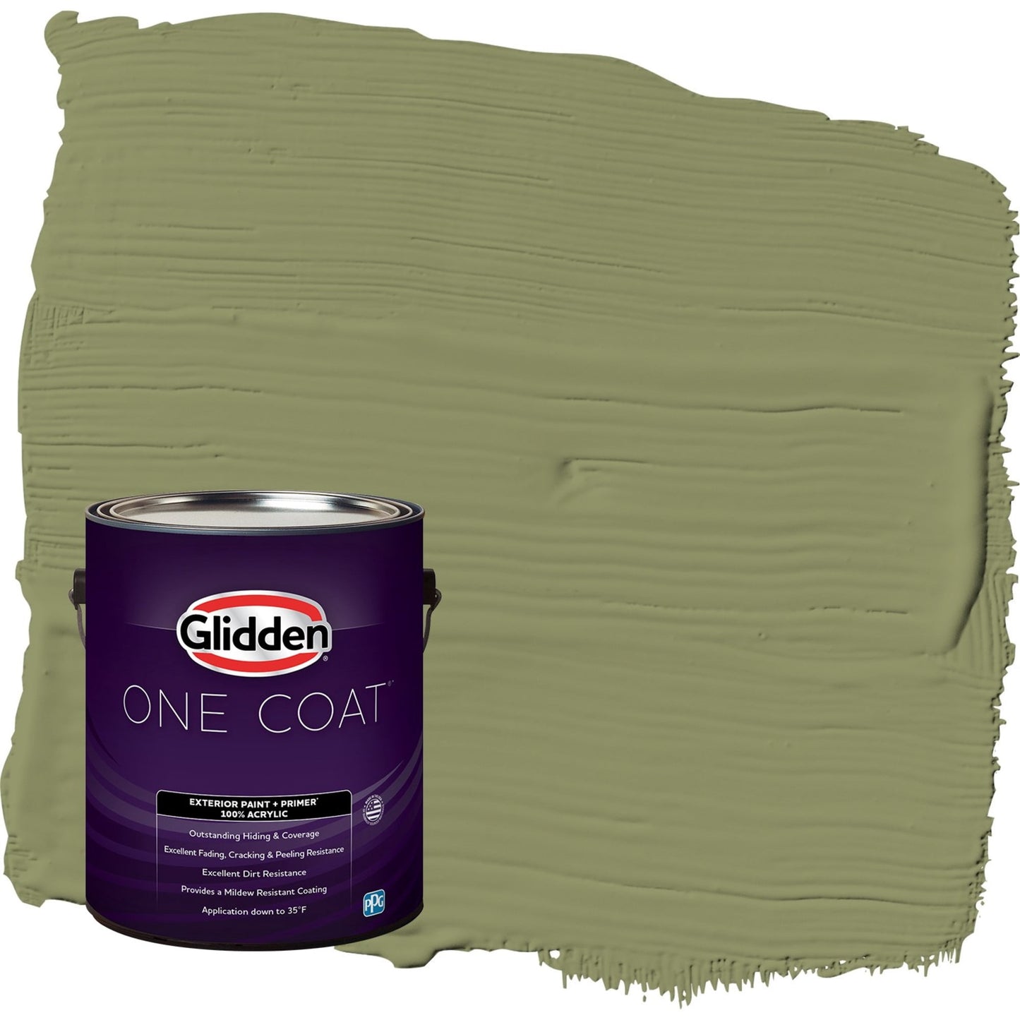 Glidden One Coat Paid in Full / Green Satin Exterior Paint with Primer, 1 Gallon