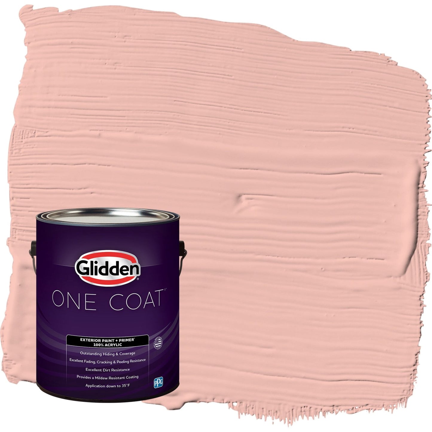 Glidden One Coat Peach Beige / Red Satin Exterior Paint with Primer, 1 Gallon