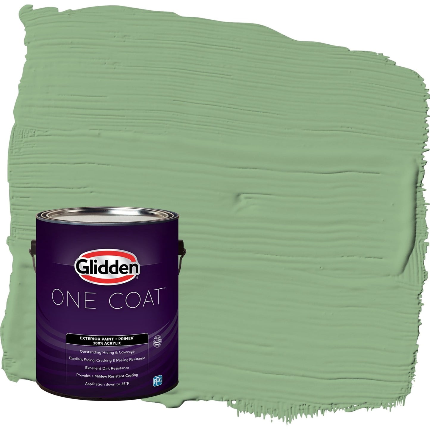 Glidden One Coat Pear Cactus / Green Satin Exterior Paint with Primer, 1 Gallon