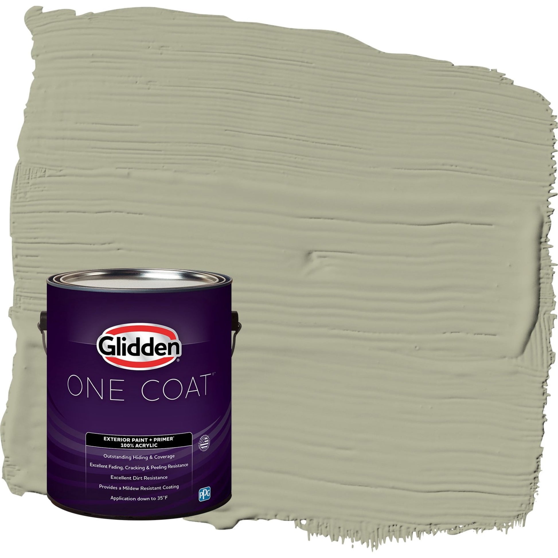 Glidden One Coat Photo Gray / Green Satin Exterior Paint with Primer, 1 Gallon