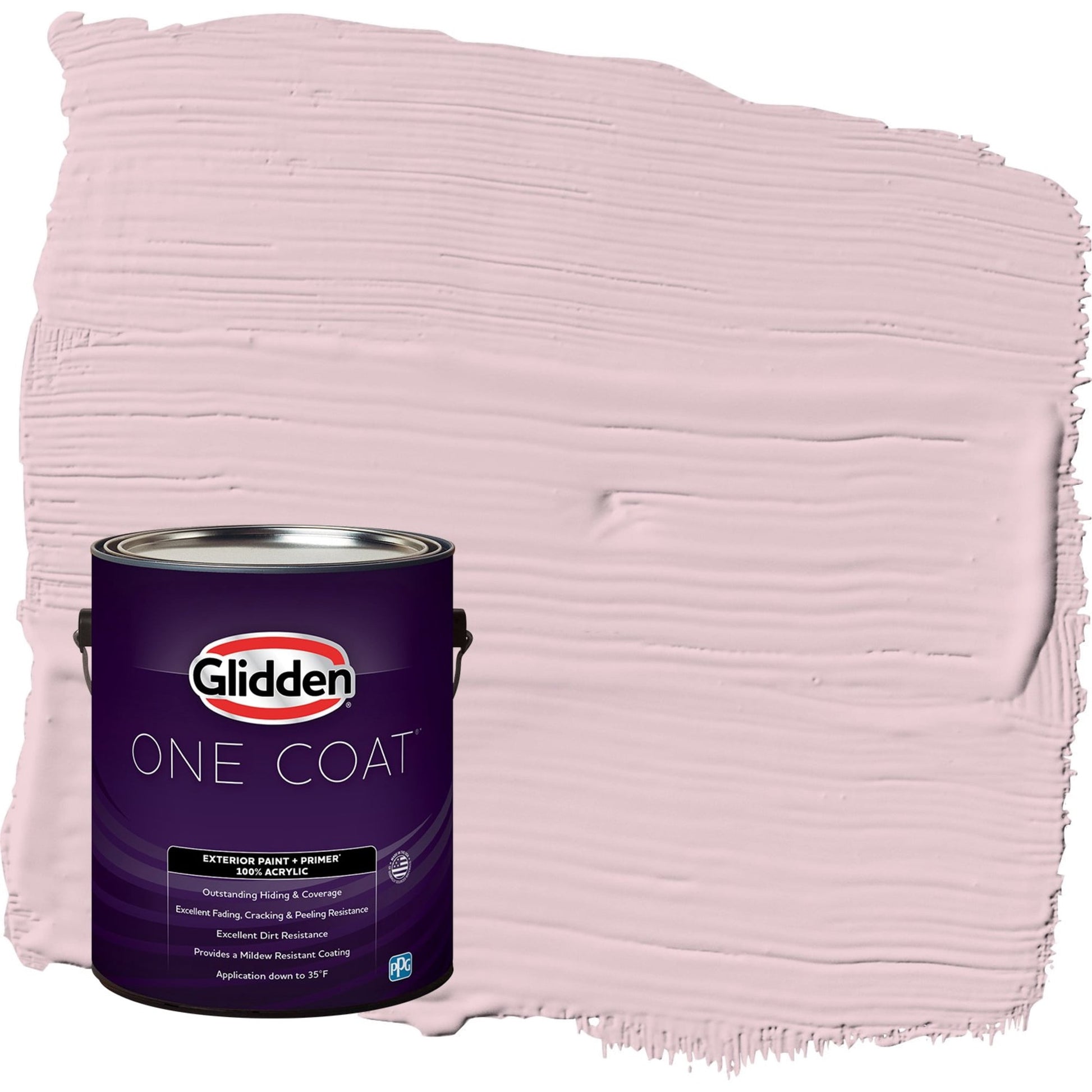 Glidden One Coat Rose Cloud / Pink Satin Exterior Paint with Primer, 1 Gallon