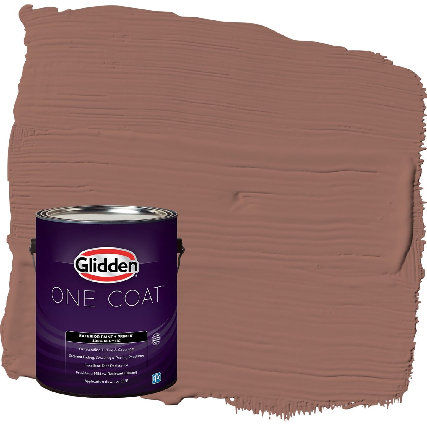 Glidden One Coat Safari Brown / Brown Satin Exterior Paint with Primer, 1 Gallon