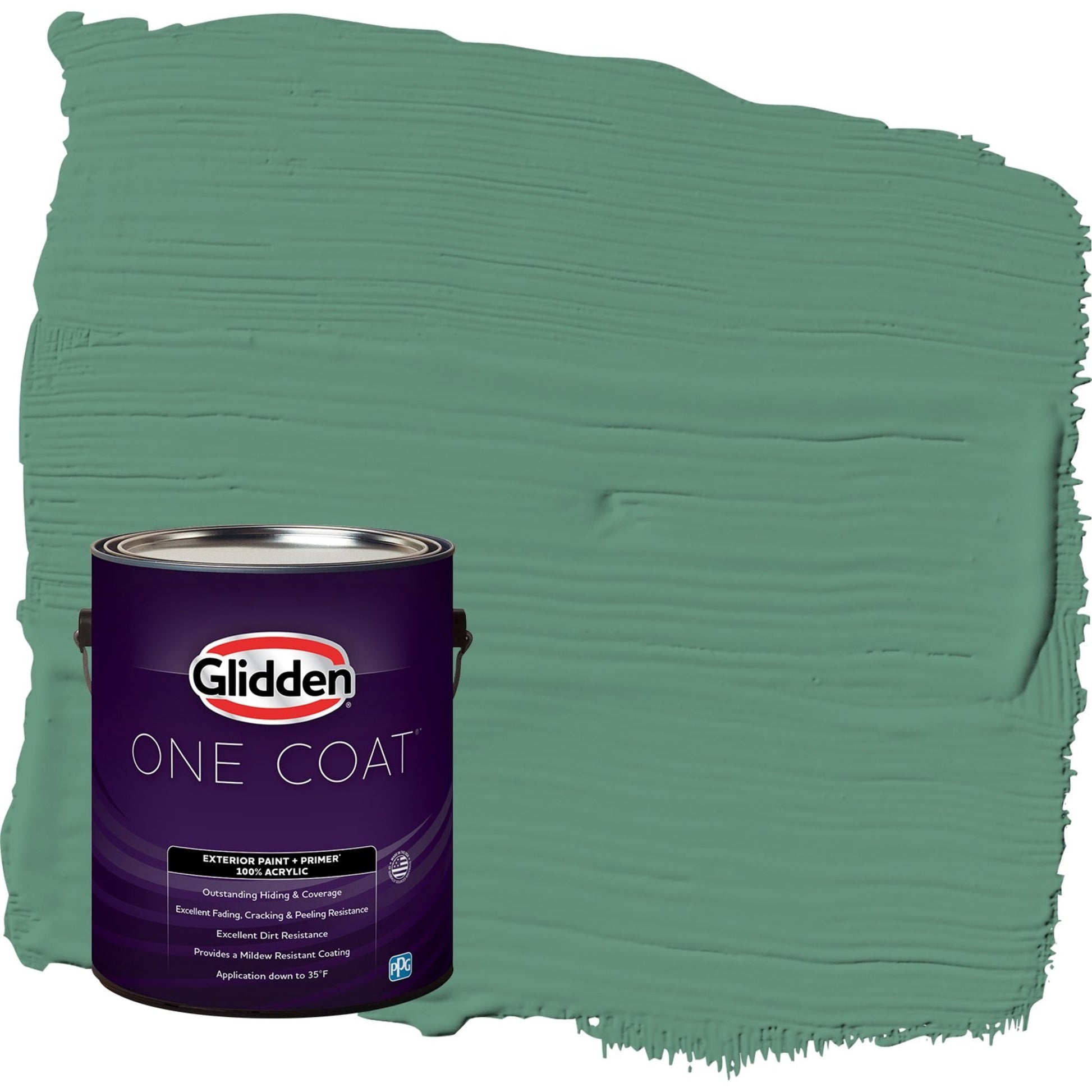 Glidden One Coat Sheffield / Green Flat Exterior Paint with Primer, 1 Gallon