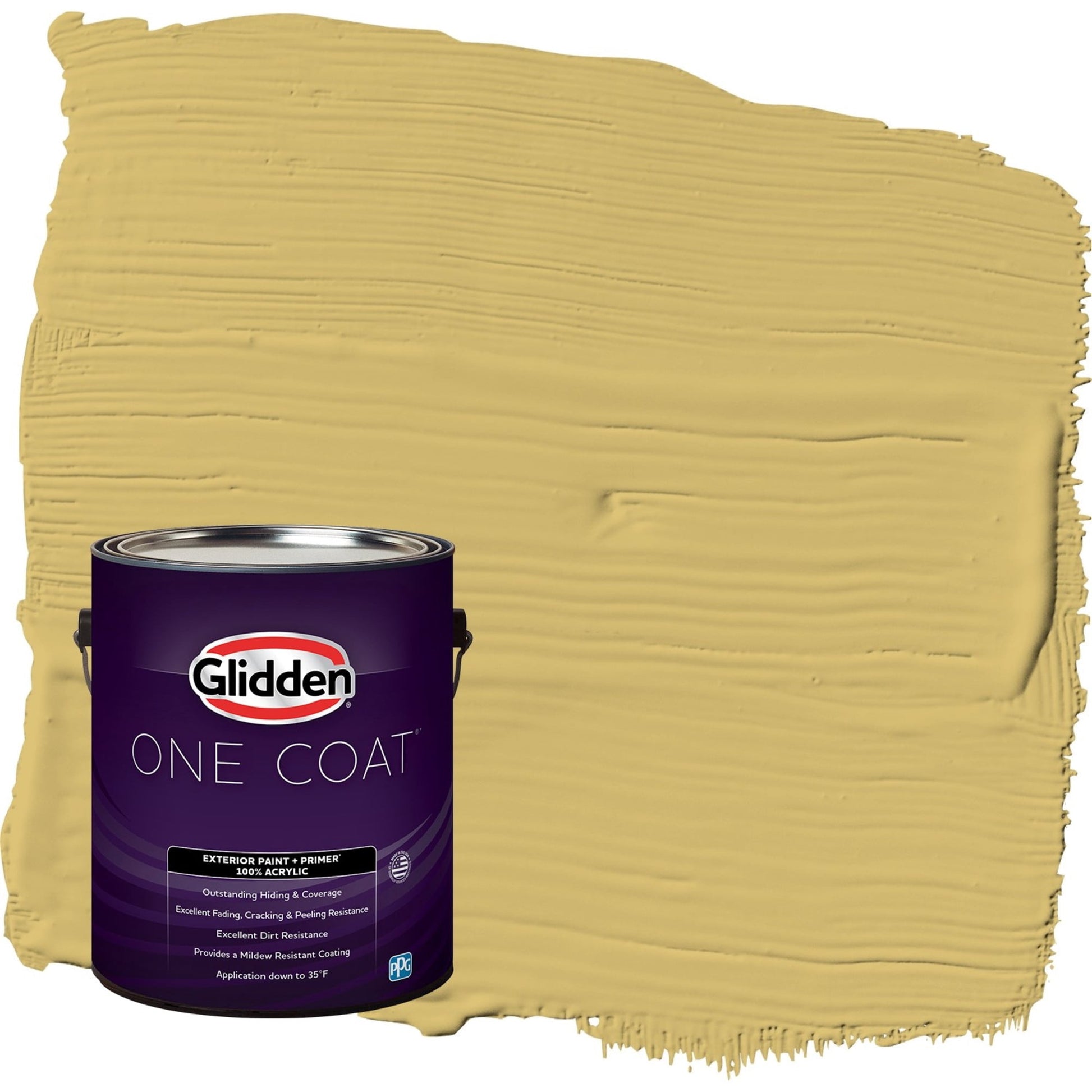 Glidden One Coat Spicy Mustard / Yellow Satin Exterior Paint with Primer, 1 Gallon