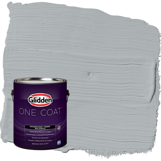 Glidden One Coat Stargazer / Gray Flat Exterior Paint with Primer, 1 Gallon