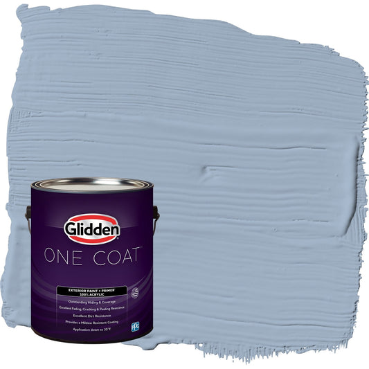Glidden One Coat Sterling Silver / Blue Satin Exterior Paint with Primer, 1 Gallon