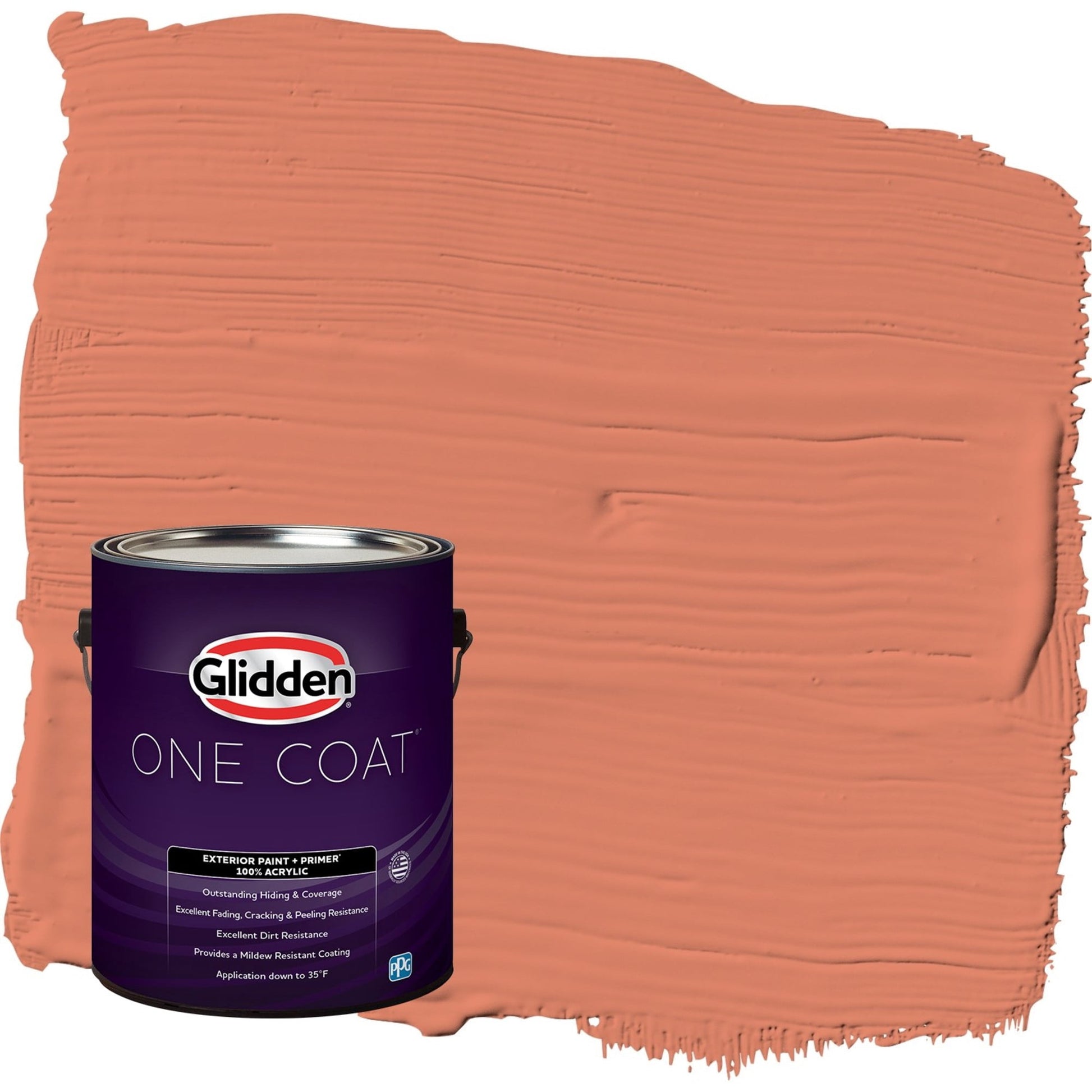 Glidden One Coat Summer Sunset / Orange Satin Exterior Paint with Primer, 1 Gallon