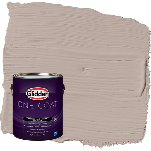 Glidden One Coat Thumper / Beige Satin Exterior Paint with Primer, 1 Gallon