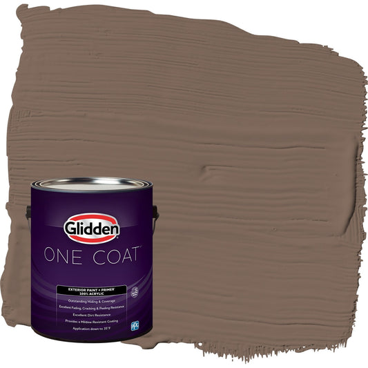 Glidden One Coat Warrior / Brown Satin Exterior Paint with Primer, 1 Gallon