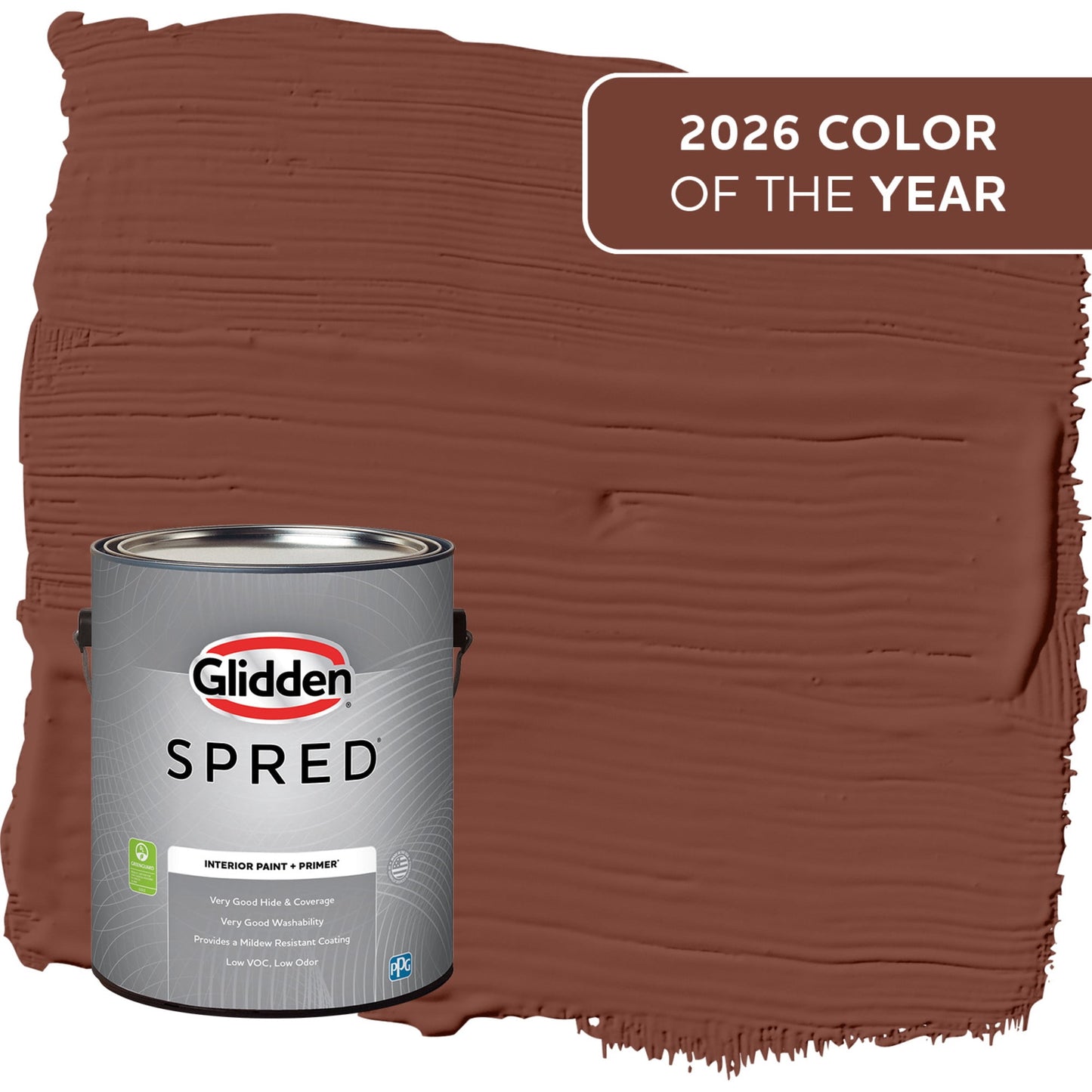 Glidden Spred Warm Mahogany / Red, Flat Interior Paint with Primer, 1 Gallon