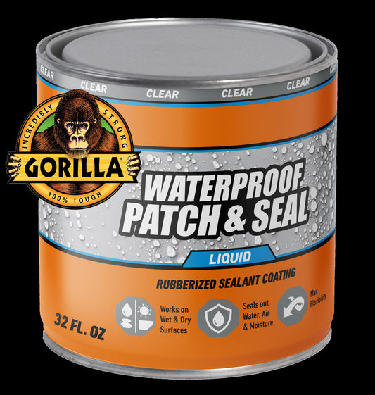 Gorilla Patch & Seal Liquid Rubber Waterproof Sealant, Crystal Clear, 32 Ounce