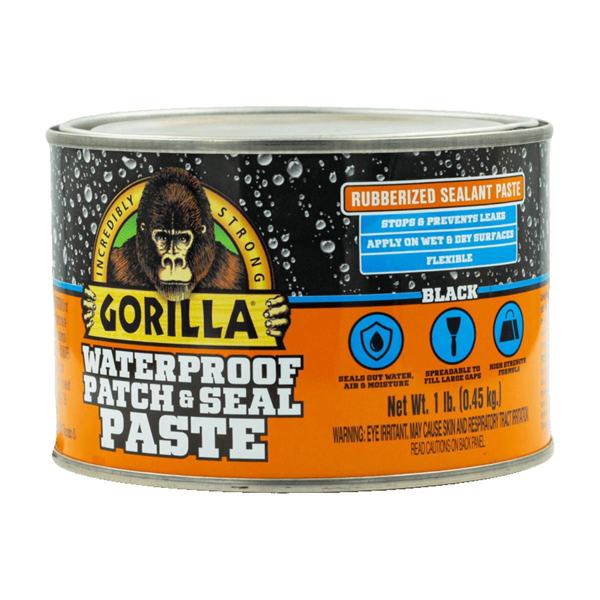 Gorilla Pasta Impermeable para Parchear y Sellar Negra Lata de 1 Libra