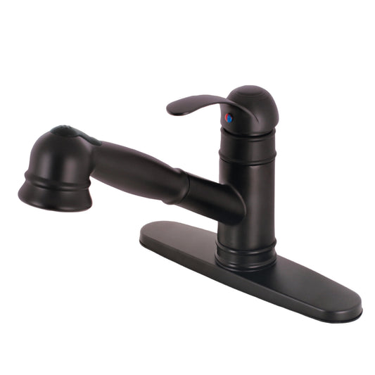 Kingston Brass GSC7575WEL Single-Handle 1-or-3 Hole Deck Mount Pull-Out Sprayer Kitchen Faucet in Oil Rubbed Bronze