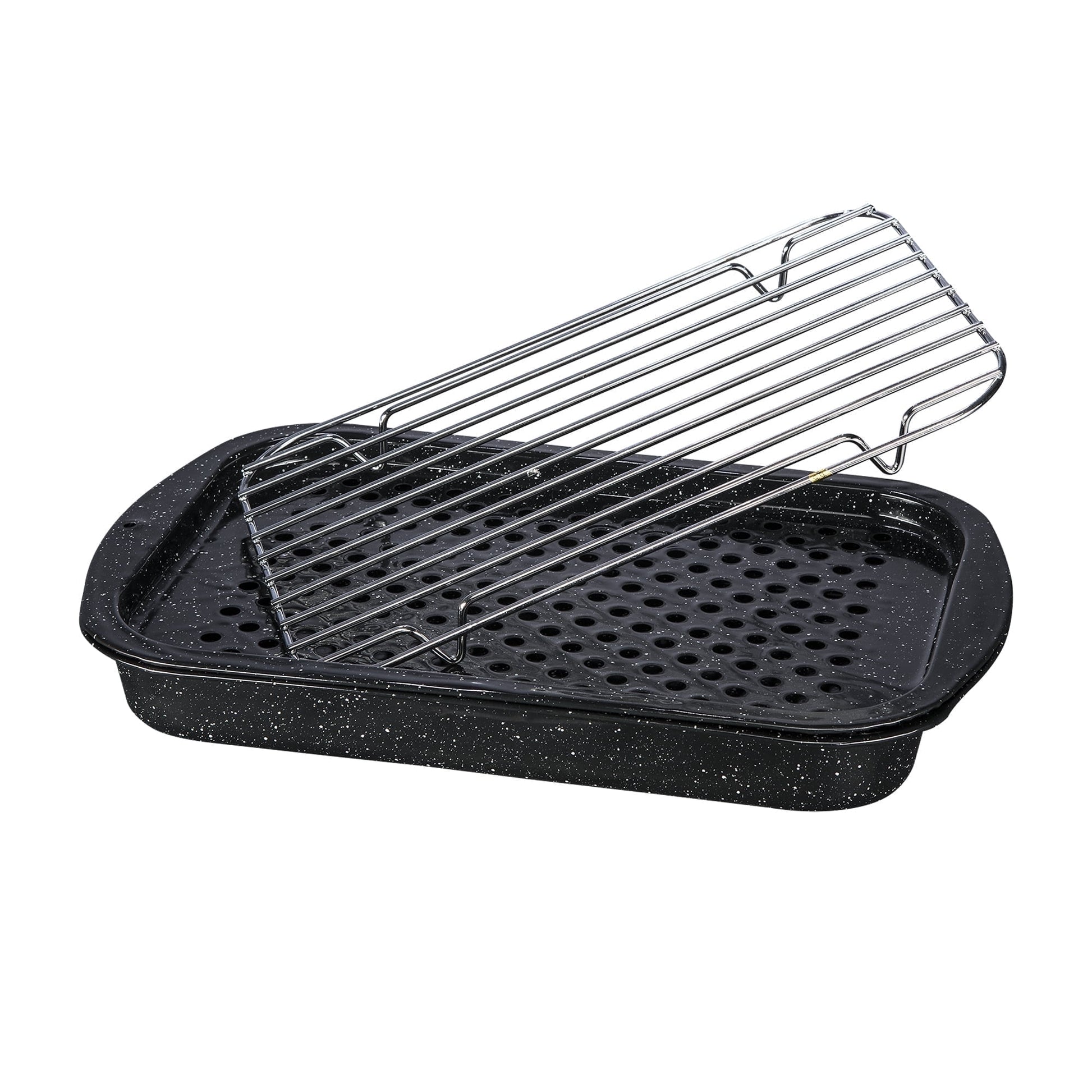 Granite Ware Roasting 8.11 in x 5.06 in Rectangle Nonstick Enameled Steel Roasting Pan & Rack Set of 3